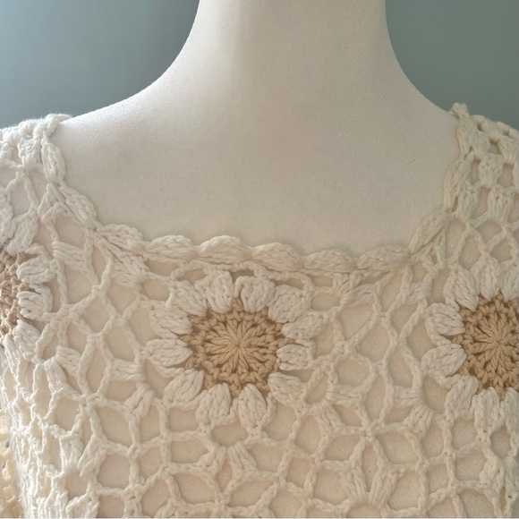Handmade Crochet Top Small Granny Square Sheer Vintage Grandma Cottagecore Fairy - Picture 4 of 12